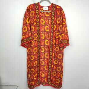 Ba&sh Lady Kimono Robe Womens One Size‎ 100% Silk Red Paisley Medallion Print